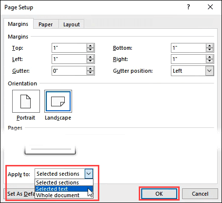 The Point &amp; Click Way To Make One Page Landscape In Word image 7